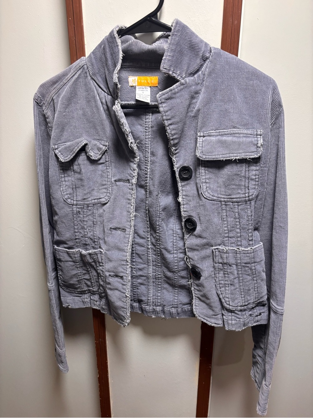 Tulle Gray Corduroy Button-Front Utility Jacket